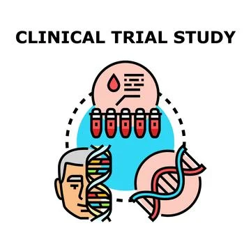 Clinical trial study researching human medicine and genetic testing Illustrazione stock