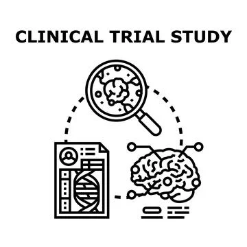 Clinical trial study researching human health and medicine Stock Illustration