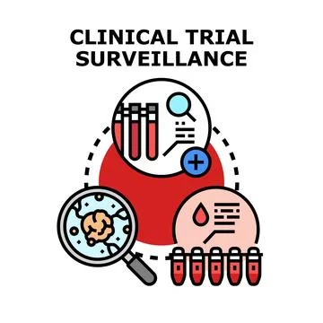 Clinical trial surveillance vector concept analyzing medical research イラスト素材