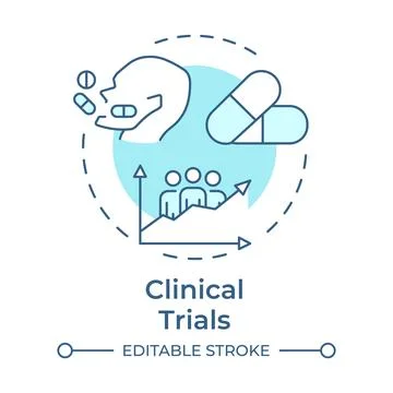 Clinical trials soft blue concept icon Stock Illustration