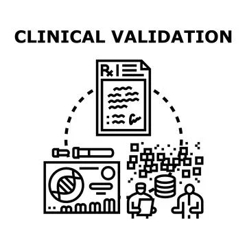 Clinical validation process evaluating medical research data 库存插图