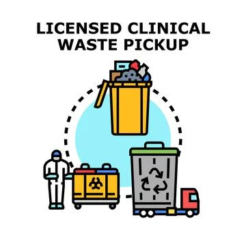 Clinical waste pickup process and medical disposal Stock Illustration