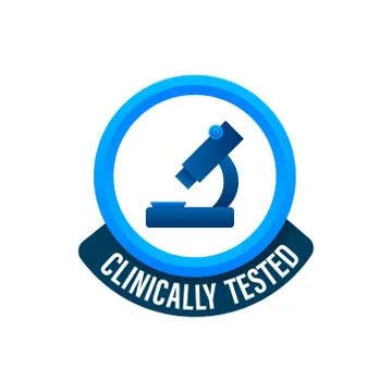 Clinically tested sign. Lab tested sign. Check mark and laboratory flask. Vector Stockillustratie