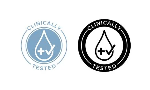 Clinically tested vector drop cross and check icon Stock Illustration