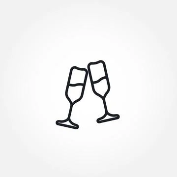 Clink champagne glasses isolated vector line icon. Stock Illustration