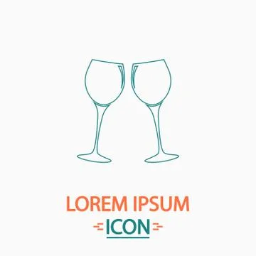 Clink glasses computer symbol Stock Illustration