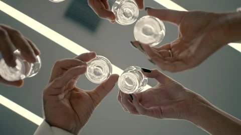 Clink glasses in the office Stock Footage 220613510