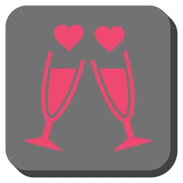 Clink Glasses Rounded Square Button 스톡 일러스트