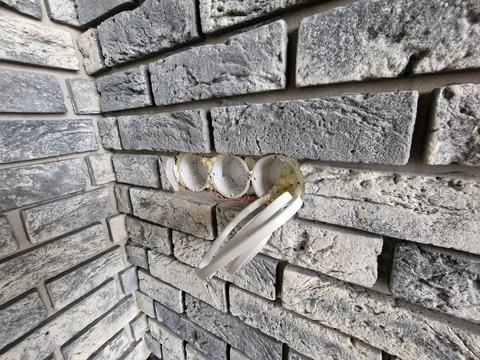 Clinker bricks on the house wall close up Stock Photos