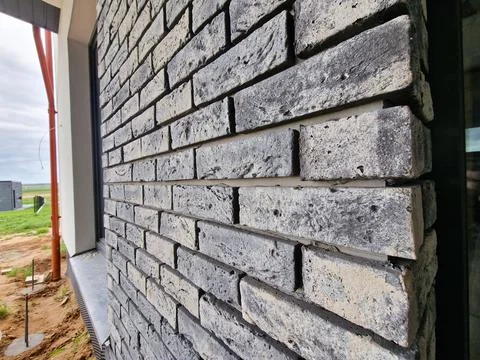 Clinker bricks on the house wall close up Foto stock