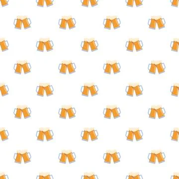 Clinking beer mugs pattern celebrating with alcoholic beverages Illustrazione stock