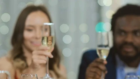 Clinking glasses at a banquet. Stock Footage 120666086