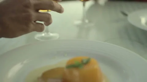 Clinking glasses of dessert wine for dessert Stock Footage 24058773