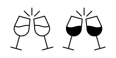 Clinking glasses icon in black and white. vector icon pack for websites Stock Illustration