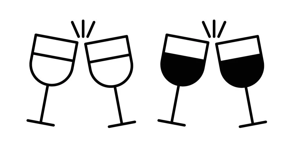 Clinking glasses icon black vector isolated on white Stock Illustration