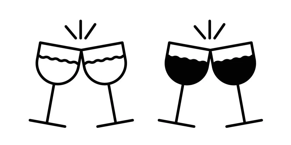 Clinking glasses icon bundle for website design projects Stock Illustration