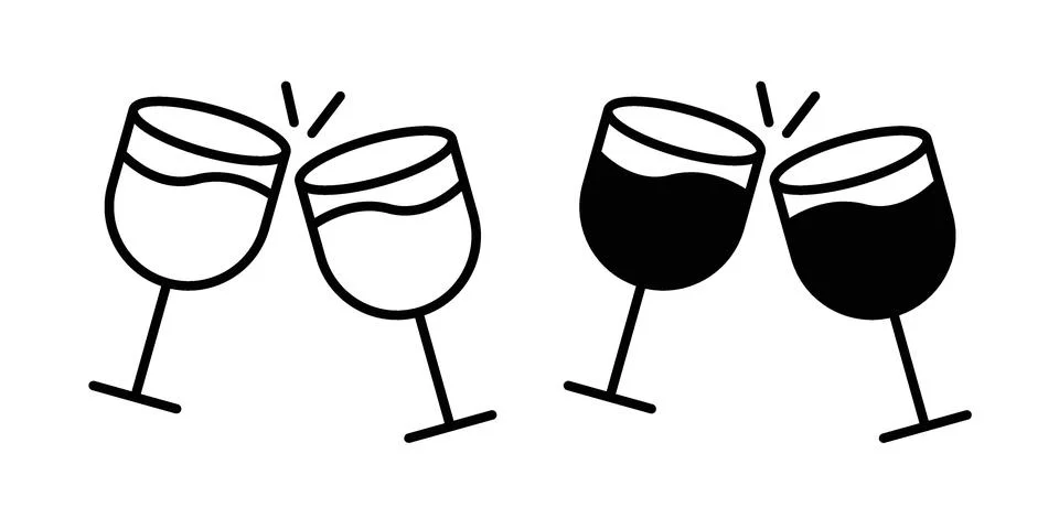 Clinking glasses icon concept logo design collection Stock Illustration