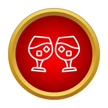 Clinking glasses icon with ice cubes celebrating cheers Stock Illustration