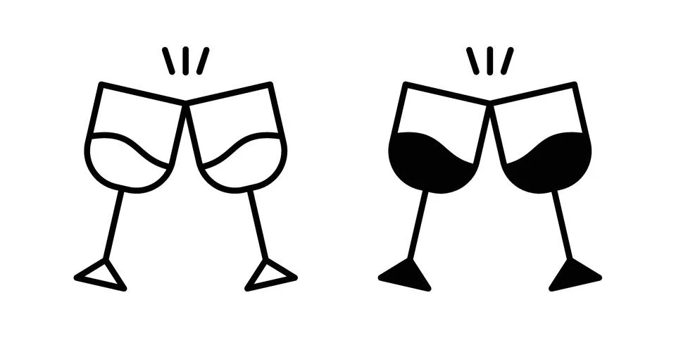 Clinking glasses icon vectors. Illustrations in black Stock Illustration