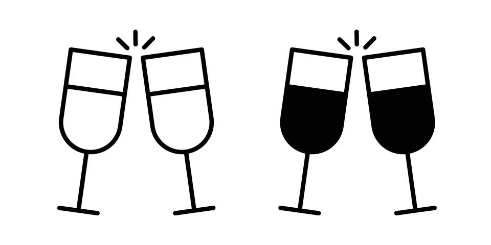 Clinking glasses icon for web projects Stock Illustration