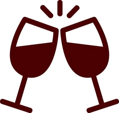 Clinking wine glasses flat design icon symbol Stock Illustration