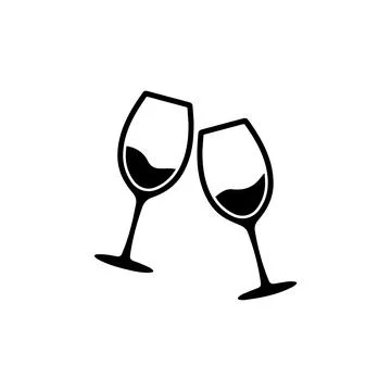 Clinking Wine Glasses Icon. Vector icon. Stock Illustration