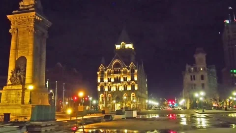 Clinton Square at night Stock Footage 141857405