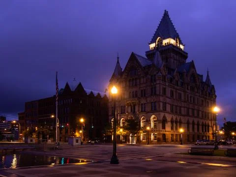 Clinton Square at night Stock Photos