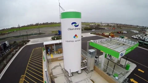 (Clip 1 of 2) Clean Energy Gas Station Stock Footage 45446623