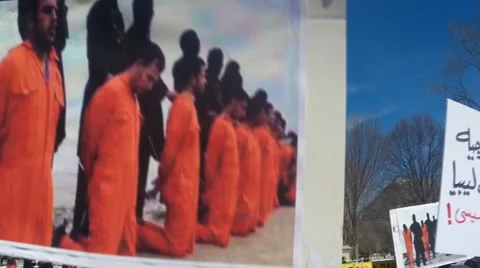 (Clip 1 of 2) Coptic Christians protest against ISIS beheadings  Stock Footage 47330884
