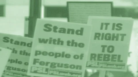 (Clip 2 of 3) Night vision: Protest for Michael Brown/Ferguson, MO  Stock Footage 44826782