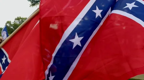 (Clip 3 of 13) Confederate flag supporters (slow motion version) Video stock 55048114