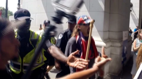 (Clip 3 of 7) Confederate flag protest and riot Stock Footage 54398091