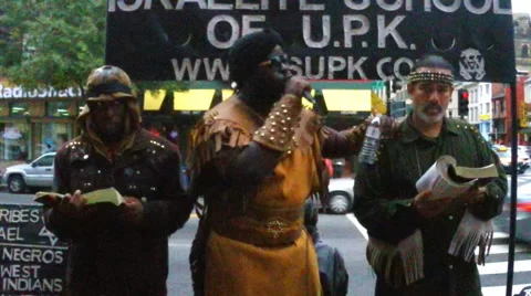 (Clip 4 of 11) Captain Mashak and Black Israelites preach in Washington, D.C.  Stock Footage 42852120