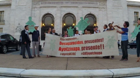 (Clip 4 of 4) Nightime protest for 43 missing students in Mexico Stock Footage 55048553