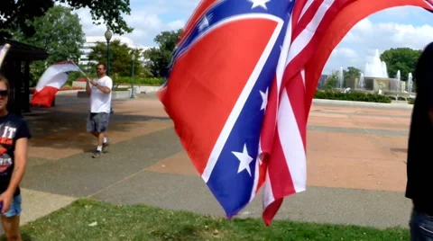 (Clip 6 of 13) Confederate flag supporters Stock Footage 54468168