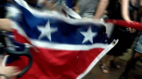 (Clip 6 of 7) Confederate flag protest and riot Stock Footage 54396040