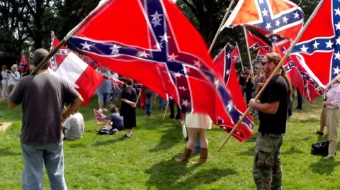 (Clip 7 of 13) Confederate flag supporters Stock Footage 54467985