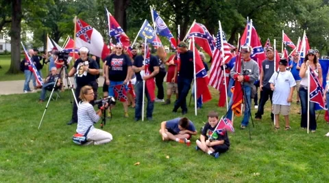 (Clip 8 of 13) Confederate flag supporters Stock Footage 54399022