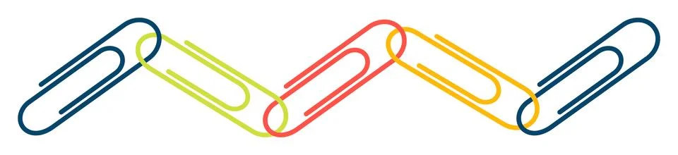 Clip Art Isolated Elements Set, Paper Clips Chain, Back to School イラスト素材