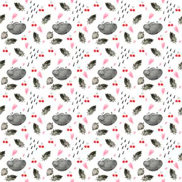 Clip art pattern with hand drawn feathers on white background. Ink style boho Illustrazione stock
