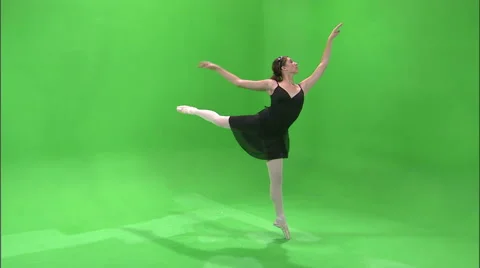 Clip of a ballerina in black dancing on a green screen. Stock Footage 52320999