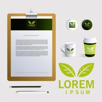 Clip board with elements of brand identity in companies イラスト素材