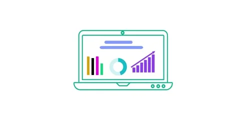 Clip Data analysis 4k animation in laptop Vídeo Stock 258432098
