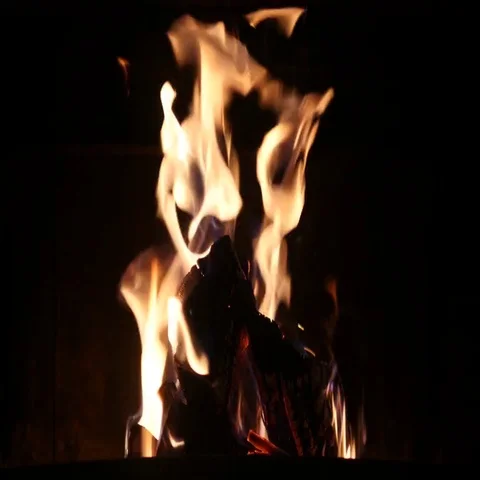 Clip of a fireplace with medium size flames Stock Footage 69467649