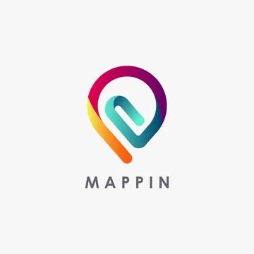 Clip map pin logo icon vector, office pin logo icon vector template Stock Illustration