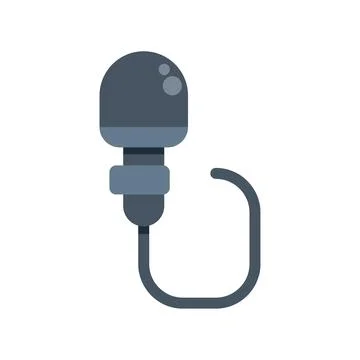 Clip on microphone with wire hanging down icon in flat style Stock Illustration