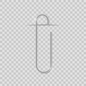 Clip set. Realistic paperclip attach. Office metal binder with shadow Stock Illustration