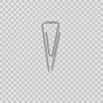 Clip set. Realistic paperclip attach. Office metal binder with shadow Stock Illustration