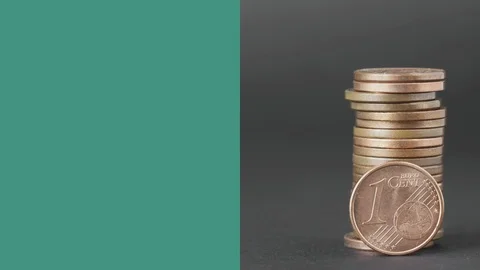 Clip with stack of cents in the foreground with empty space Stock Footage 125824666